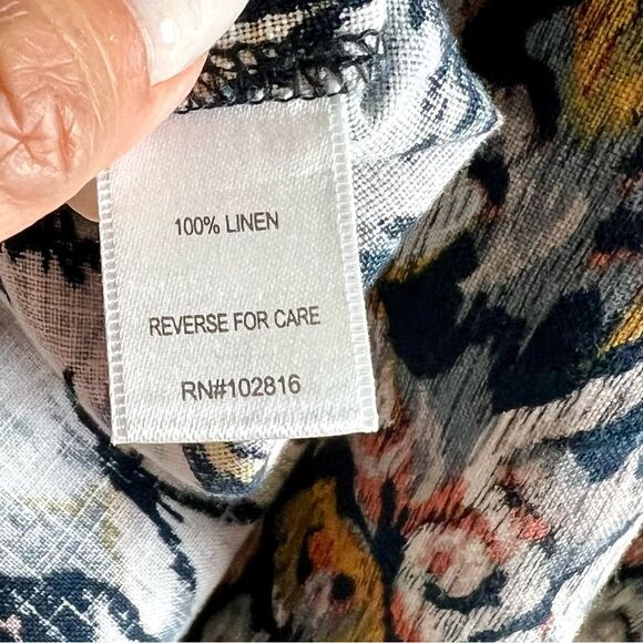 Garnet Hill Linen Dress Fringe Hem A-line Midi Dress - Picture 6 of 8